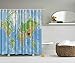 Produktbild World Map Print Educational Geographical Earth in My Bathroom Direction Ability Ocean Journeys Voyager Novelty Home Decor Fabric Shower Curtain, Blue Green Khaki Brown White