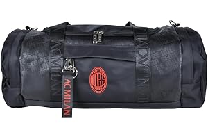 ACM 1899 Bag 54 x 25 x 25 cm with 3D Embroidery and Pattern Print 143418 Milan, Black, Duffel Bag with Various Pockets and Keychain