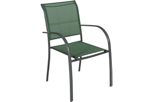 Hespéride - Fauteuil de Jardin Empilable Piazza Vert Olive et Graphite Anti-Rouille Rangement Facile Mobilier d'Aménagement pour Terrasse, Balcon