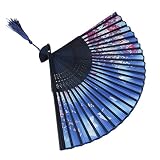 niceEshop(TM) Weiß Schmetterling Rosa Blume Spitze Bambus Faltbar Handfächer - 5