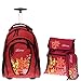 Produktbild 3er SET: Trolley BESTWAY ROLLIN Rucksacktrolley Schultrolley Schulrucksack + SPORTBEUTEL + MÄPPCHEN | RED SUMMER