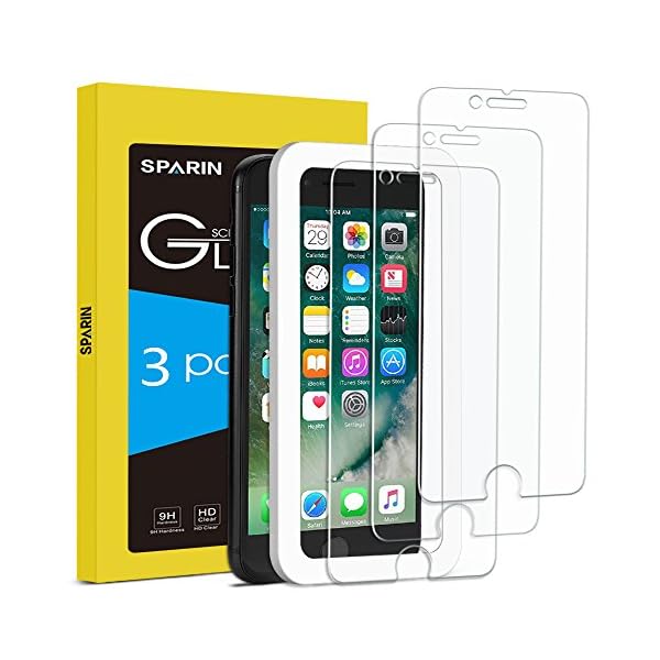 SPARIN [3-Pack] Protector Pantalla iPhone 6/6s/7/8, Cristal Templado iPhone 6/6s/7/8, Vidrio Templado con [2.5d Borde Redondo] [9H Dureza] [Alta Definicion] para iPhone 6/6s/7/8