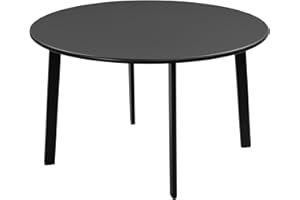 eSituro Table Basse Ronde, Table d'Appoint pour l'Intérieur, l'Extérieur, Salon, Balcon, Terrasse, Jardin, en Métal, Ø70xH40 cm, Noir