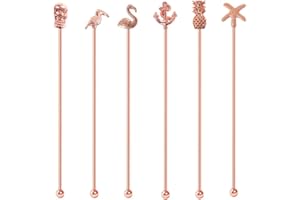 BAMI-LEE HOUSE Stainless Steel Swizzle Stick, 6 pcs Coffee Beverage Stirrers Drink Stirrers, Stirrer Reusable Fit for Mixing Cocktail, Whiskey Hot Cocoa,Creamer (Rose gold)
