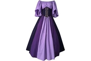 QZQZ Robe Medievale Femme Victorienne Steampunk Gothique Vintage Medievale Steampunk Costume MéDiéVal Femme DéGuisement Victorienne DéGuisements Dress Halloween Renaissance