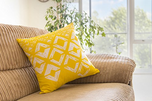 TreeWool®, (2er Pack) Quadratisch Geometrische Design Baumwolle Dekoratives Kissenbezüg (Gelb, 40 x 40 cm) - 6