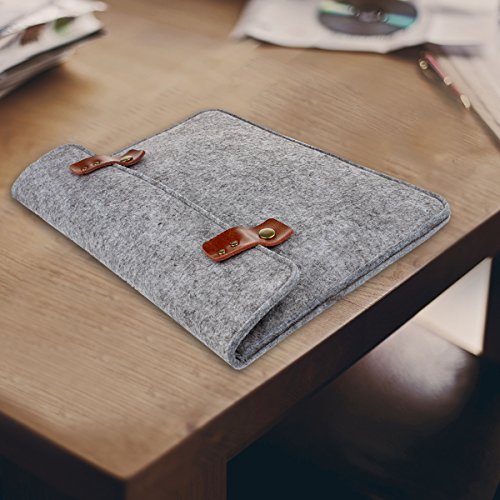 Zikee 13-13,3 Zoll MacBook Air / Pro Laptop Hülle Notebooktasche Laptoptasche Schutzhülle stilvoll und dünn aus hochwertigem Filz mit PU-Leder Applikationen. Tragetasche für 13,3 Zoll / 12,9 Zoll iPad Pro / Microsoft Surface Book (Hellgrau) - 7