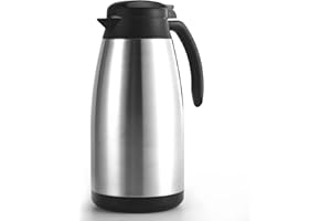 Luvan 2 Litre Caraffa Termica, in Acciaio Inox 18/10 brocca/Thermos a Doppia Parete, isolata sotto Vuoto, con Coperchio a Pressione,conservazione a Freddo o Caldo per più di 24
