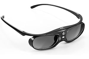 Wowlela Gafas 3D, Gafas 3D DLP, Gafas 3D con Obturador Activo Recargables para Todos Los Proyectores 3DDLP-Link, Compatible con Benq, Optoma, DELL, Acer, Viewsonic Dlp Projector