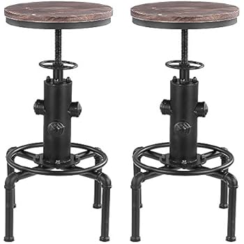 iKayaa Barhocker, industrieller Stil, aus Holz, höhenverstellbar