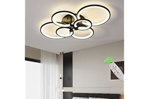 CAI-HAI Nowoczesna lampa sufitowa LED: Czarny wpuszczane światło sufitowe 68W LED ściemniania z pilotem do salonu, oświetlenie jadalni, sypialni, domu