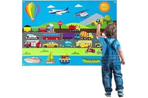 JHZOOD Felt Story Board Set, Farm Animals Fuzzy Felt Story Board Set, Reusable Flannel Space/Car Toy, Jungle Animals Outer Space Felt Board, Felt Boards for Walls Interactive Play Kit (Animal)