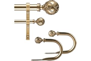 Ycolnaefllr Zestaw podwójnych karniszy o średnicy 1 cala, podwójny karnisz, regulowany w zakresie od 84 do 120 cali (213–304 cm) z uchwytami do zasłon, zestaw podwójnych karniszy okiennych, ciepłe