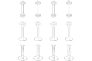LAURITAMI Clear Piercing Retainers Bioflex Lip Labret Nose Stud Plastic Tragus Helix Cartilage Earring