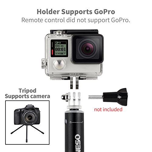 FONESO Bluetooth Selfie Stick with Tripod for Smartphone Camera Black