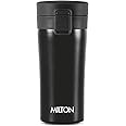 MILTON Thermosteel Vacuum Insulated Travel Coffee Mug, 350ml, Black, Prolonged Hours Hot & Cold, ISI Certified, Spill Proof & Easy to Sip, Leakproof & Rustproof, On The Go Coffee Cup