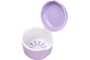 GRANVOO Denti Finti Contenitore, Scatola per Protesi, Scatola Ortodontica, Lgienico Custodia per Protesi, Bagno Dentale con Cestello, Porta Apparecchio Denti per Conservare e Ammollo Pulire (Viola)