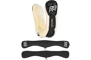 Equinate Kurzgurt Lakewood mit abnehmbaren synthetischem Lammfell 70cm - anatomischer Bauchgurt, Dressurgurt, Sattelgurt Schwarz