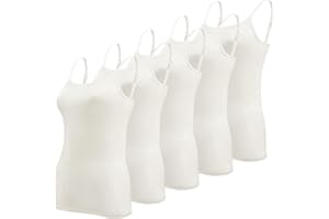 BQTQ 5 Stück Spaghetti Top Damen Unterhemd Spaghettiträger Tank Top mit Verstellbarer Strap Basic Cami Tank Top für Frauen und Mädchen