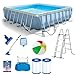 Produktbild INTEX 488x488x122 cm Prism Frame Swimming Pool 28766 Komplett-Set mit Extra-Zubehör wie: Reinigungsset, Filterkartusche, Strandball und Fußbad …