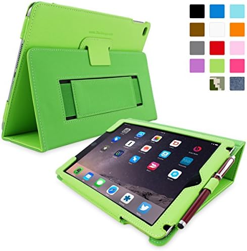iPad Air 2 Case, Snugg - Green Leather Smart Case Cover [Lifetime Guarantee] Apple iPad Air 2 Protective Flip Stand Cover with Auto Wake / Sleep