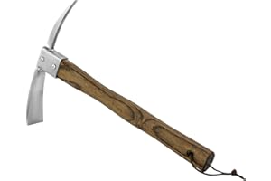 Haliaeetus Pick Axe, Stainless Steel Mattock with Sharp Pick and Cutting Edge for Breaking up Heavy Clay Soil, and Removal of Difficult Weeds, Garden Pick with Wood Handle for Digging, Loosening Soil
