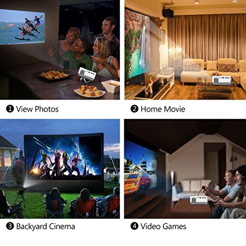 Portable Full HD Projektor, HuiHeng YG400 LCD Beamer 1200 Lumens HDMI beweglicher Mini-LED-Projektor für Heimkino -Theater Unterhaltung Treffen Media Player Play Games Outdoor-Aktivitäten mit AV / VGA / USB / SD / Micro USB - 5