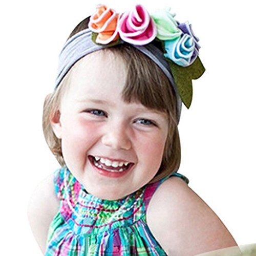 Rosennie Baby Infant Toddler Headband Bow Flower Hair Band Headwear (Multicolour)