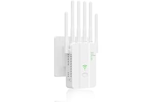 VIVIDRISE WLAN Verstärker, WLAN Repeater 300 Mbit/s Dual Band 2.4GHz, WiFi Range Extender für Steckdose mit 6 Antennen bis 1500m² Reichweite mit LAN/WAN Port Access Point Modus Reichweite Erhöhen Einrichtung