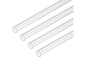 sourcing map Acrylic Pipe Clear Rigid Round Tube 10mm ID 12mm OD 10" for Lamps and Lanterns, Water Cooling System 4pcs