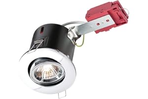 Knightsbridge Tilt GU10 IC Fire Rated Downlight-Gimble White, Pressed Steel, Chrome