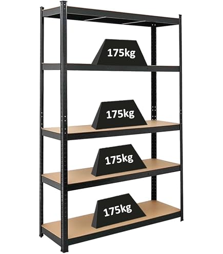 Étagère De Rangement Métal PROREGAL Panda - 180x80x30 Cm, 5 Niveaux, Charge 100 Kg Par étagère, Vissée, Couleur Grise - 7