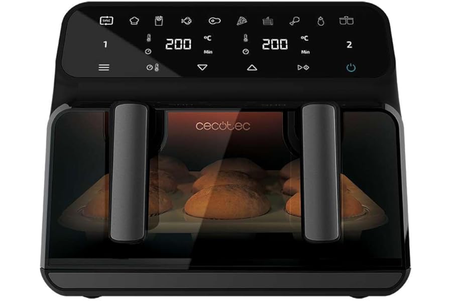Cecotec Cecofry Advance 9000 Window 9L Oil-Free Air Fryer 2200W Double Bucket 4.5L Partition Wall Dual Temperature Display Window 8 Menu Temp 60-200°C Panel3.5 out of 5 stars6€60.90