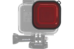 PULUZ - Filtro per obiettivo subacqueo per GoPro Hero 8, colore: nero, quadrato, impermeabile, per fotocamera GoPro Hero 8, colore: rosso