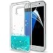 Produktbild LeYi Hülle Kompatibe für S7 Edge Glitzer Handyhülle mit HD Folie Schutzfolie,Cover TPU Bumper Silikon Flüssigkeit Treibsand Schutzhülle für Case S7 Edge Handy Hüllen ZX Turquoise