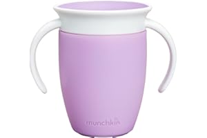 Munchkin Kubek Miracle 360, do Ćwiczenia dla Niemowląt, bez BPA, z Uchwytami, Kubek Niekapek, Można Myć w Zmywarce, Szczelny, dla Maluchów, do Karmienia, od 6+ miesięcy, 207 ml, Fioletowy
