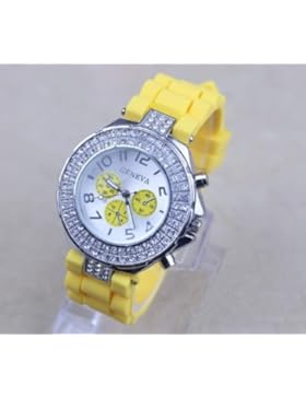 Hot Sale New Fashion Designer Damen Sport Marke Silikon Armbanduhr Jelly Watch Quarzuhr für Frauen Herren Gelb