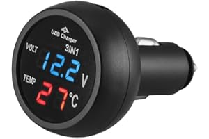 Gbtdoface LED Digital Car Voltmeter - 12V/24V, Vehicle Battery Tester for Auto, Truck, Motorcycle (Blue Red)