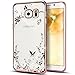 Price comparison product image UBMSA-Samsung Galaxy note 4 Case, Luxury Crystal Diamond Mirror Bling Soft TPU Silicone Case Back Cover for Galaxy note 4 cases [Girl case] (Rose Gold-White flower, S6 EdgePlus)