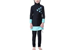 YEESAM Muslim Swimsuits for Girls Kids, Full Body Islamic Swimming Suits Burkini with Hijab Modest Swimwear