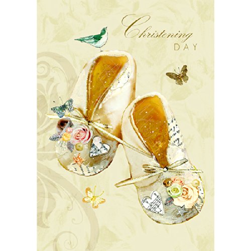 Baby 'Christening Day' little shoes greetings card