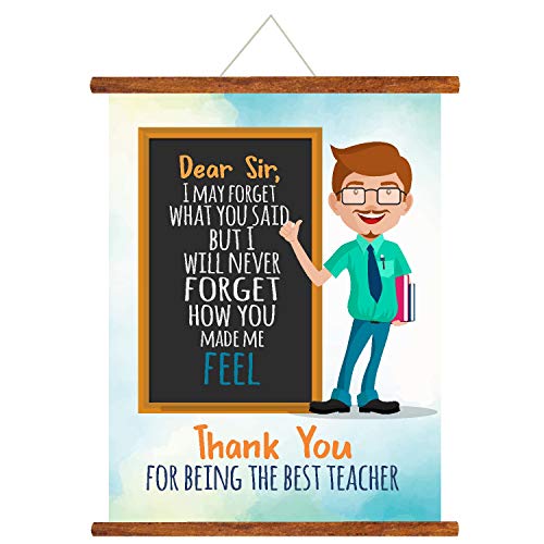 YaYa Cafe™ Teachers Day Gifts Best Teacher Sir Wall Hanging Scroll Greeting Card - 15x20 inches