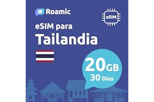 Roamic eSIM Tailandia para Viajeros - eSIM para Tailandia - Datos Móviles en 5G/4G y Conexión de Alta Velocidad (20GB - 30 Días)
