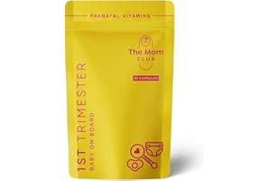 THE MOM CLUB Pregnancy Vitamins for Women – 1st Trimester – Morning Sickness Relief & Baby Development – Weeks 1 to 12 – Prenatal Supplement with Folic Acid, Iron, B6 & Ginger – 30 Vegan Capsules – 1 Month Supply