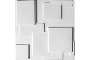 Art3d Lot de 12 panneaux 3D,Carreaux décoratifs 3D pour décoration murale moderne,blanc,3m²