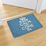 Relaxdays Fußmatte Kokos KEEP CALM 40 x 60cm Kokosmatte mit rutschfester PVC Unterlage Fußabtreter aus Kokosfaser als Schmutzfangmatte und Sauberlaufmatte Fußabstreifer für Außen und Innen Matte, blau - 2