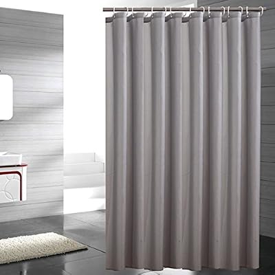 Eanshome Gris Tissu en Polyester Salle de Bain Imperméable Rideau de Douche Avec Crochets
