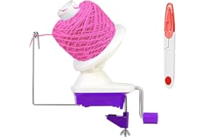 KNEWMART Avvolgitore per gomitoli, azionato a mano, viola, per uncinetto, l'aiutante per gli amanti della collezione di filati, con 1 paio di forbici
