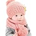 Fulltime(TM) Cute Baby Kids Girls Boys Winter Warm Woolen Coif Hood Scarf Caps Hats Pom Pom Balls (Pink)