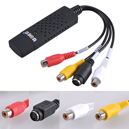 UCEC Capturadora de Video USB 2 0 Captura de Video y Audio con Cable de Transferencia USB 2 0 - Tarjeta Adaptador VHS VCR TV a DVD Compatible con Win 2000   Win XP Win Vista Win 7   Win 8   Win 10